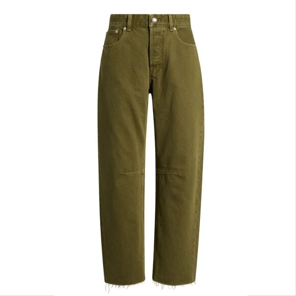 Madewell Darted Barrel Leg JEANS Size 25 Kale Green Denim Raw Hem NEW $148 - Picture 2 of 13